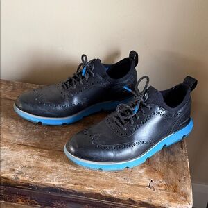 Cole Haan Black and Blue Zero Grand Men's Leather Shoes Size 8.5